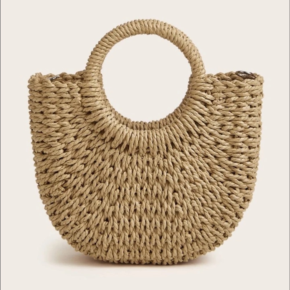 Woven Satchel Bag With Ring Handle